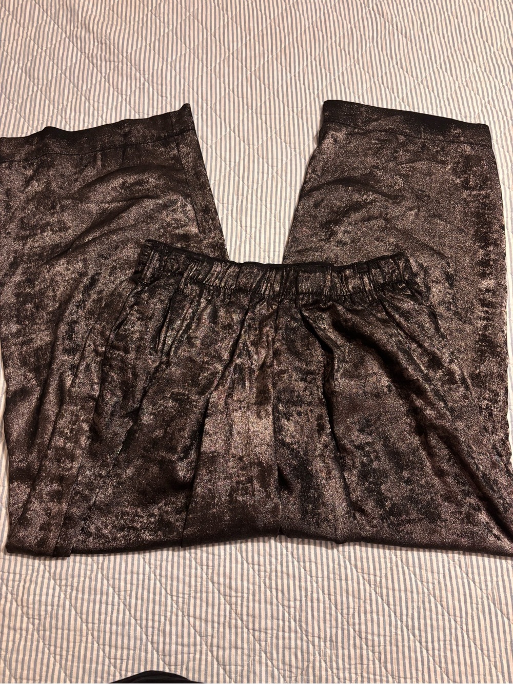 FREE PEOPLE Shiny Satin-Look Wide Leg Pants in Dark Brown